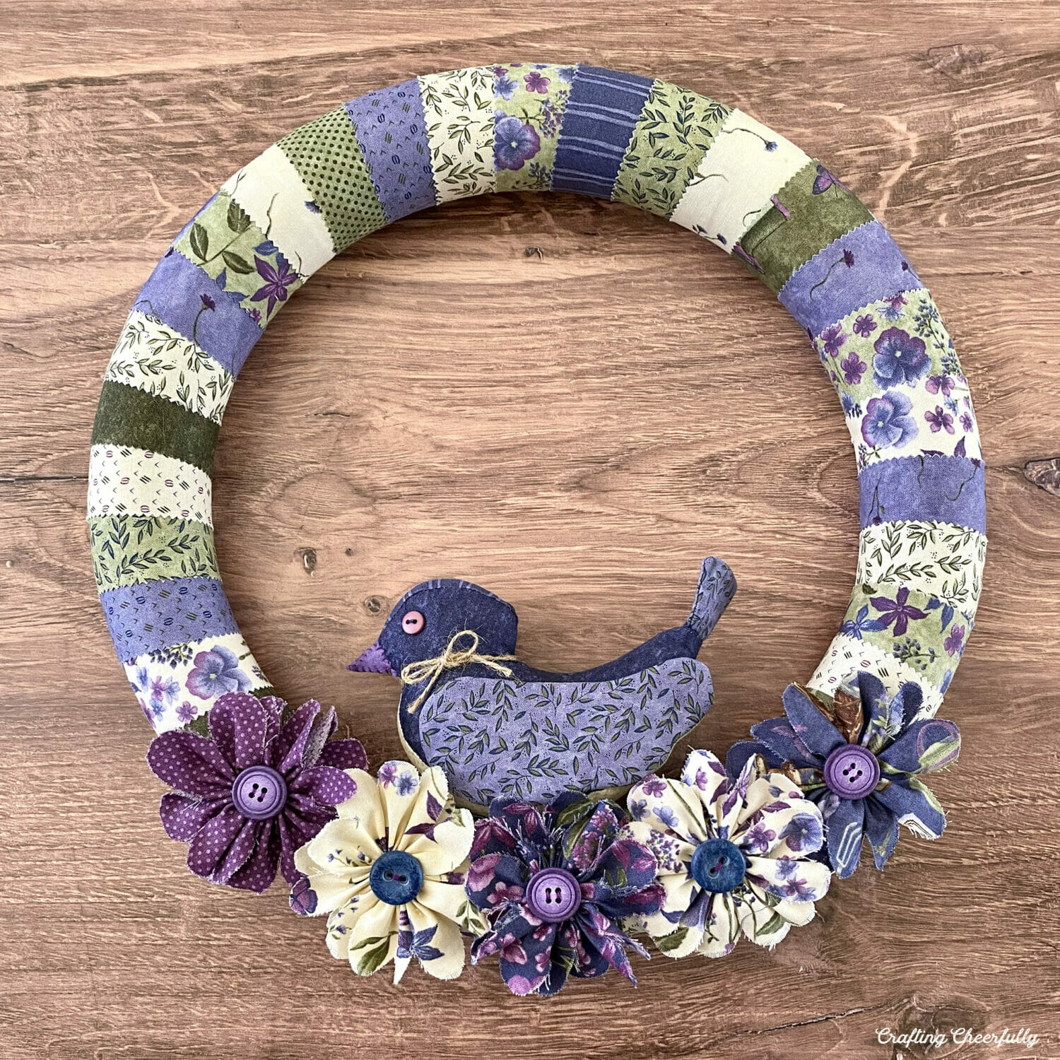 DIY Wrapped Fabric Wreath for Spring