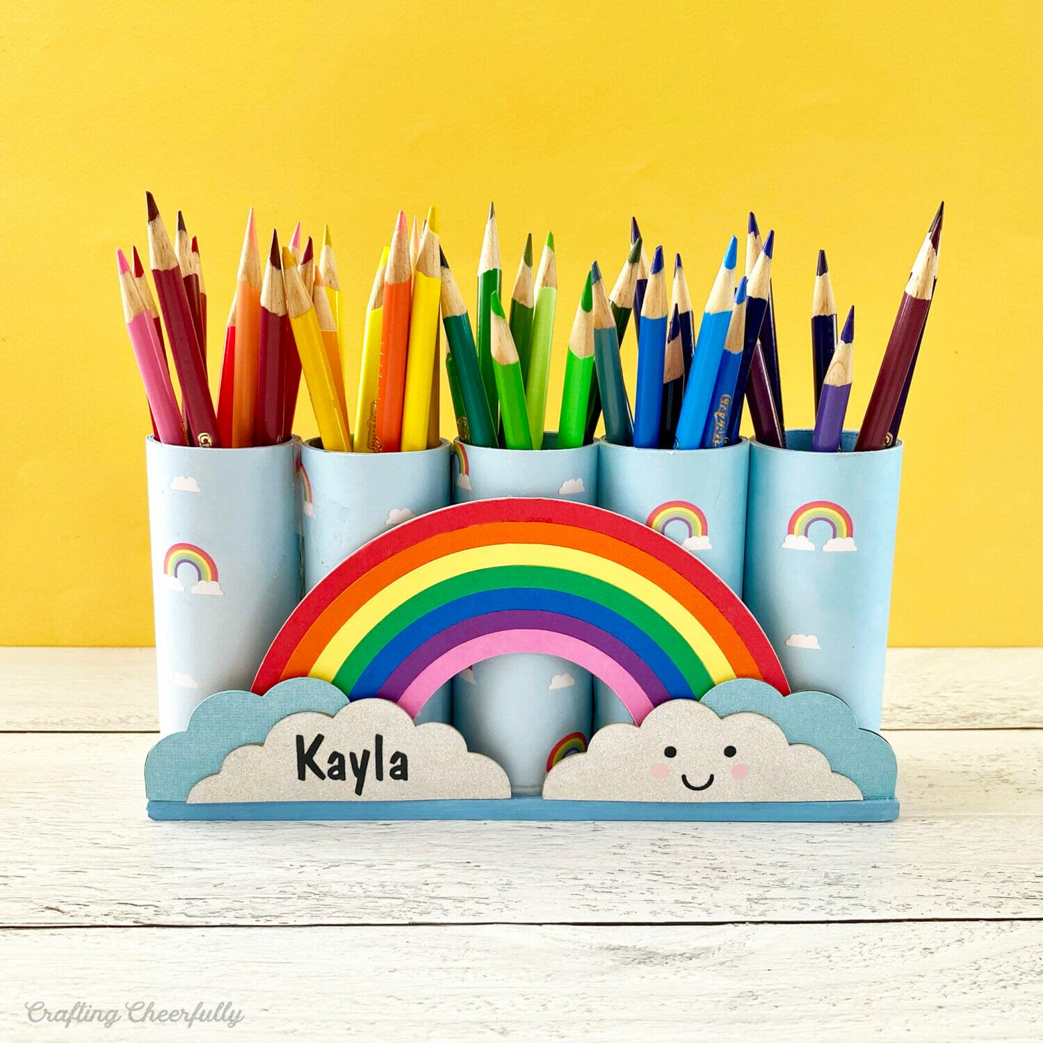 DIY Rainbow Pencil Holder - Crafting Cheerfully