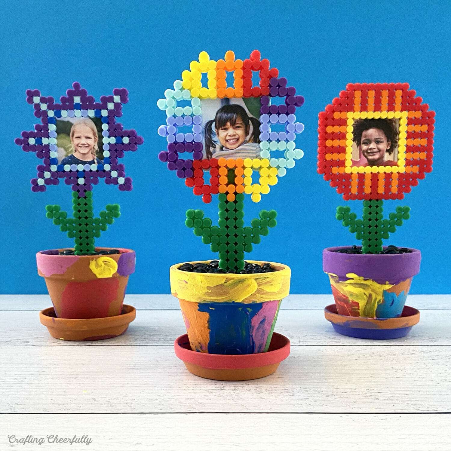 Flower Frame Kids Craft with Perler Beads - Crafting Cheerfully