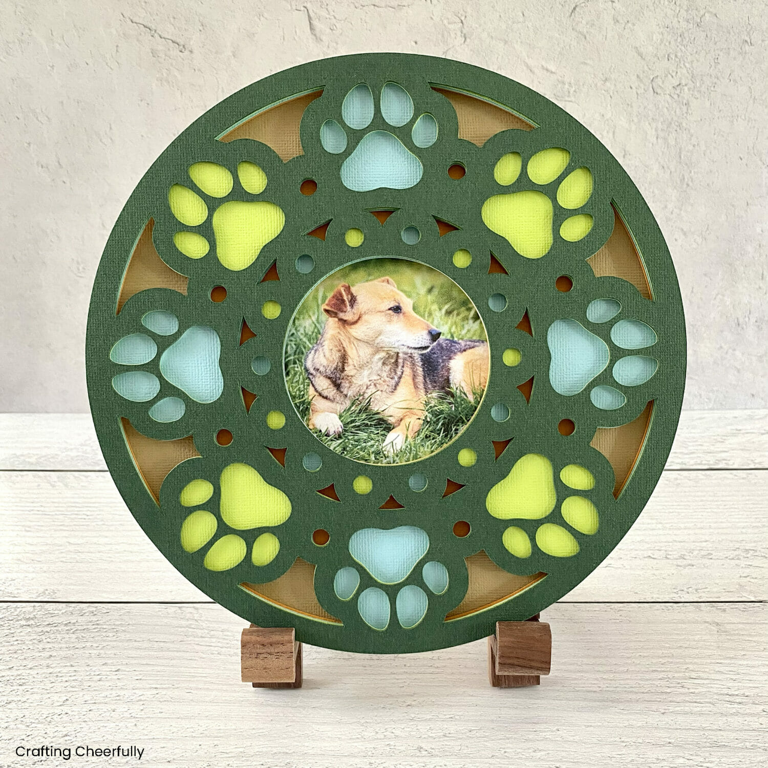 Layered Paper Paw Print Dog Frame