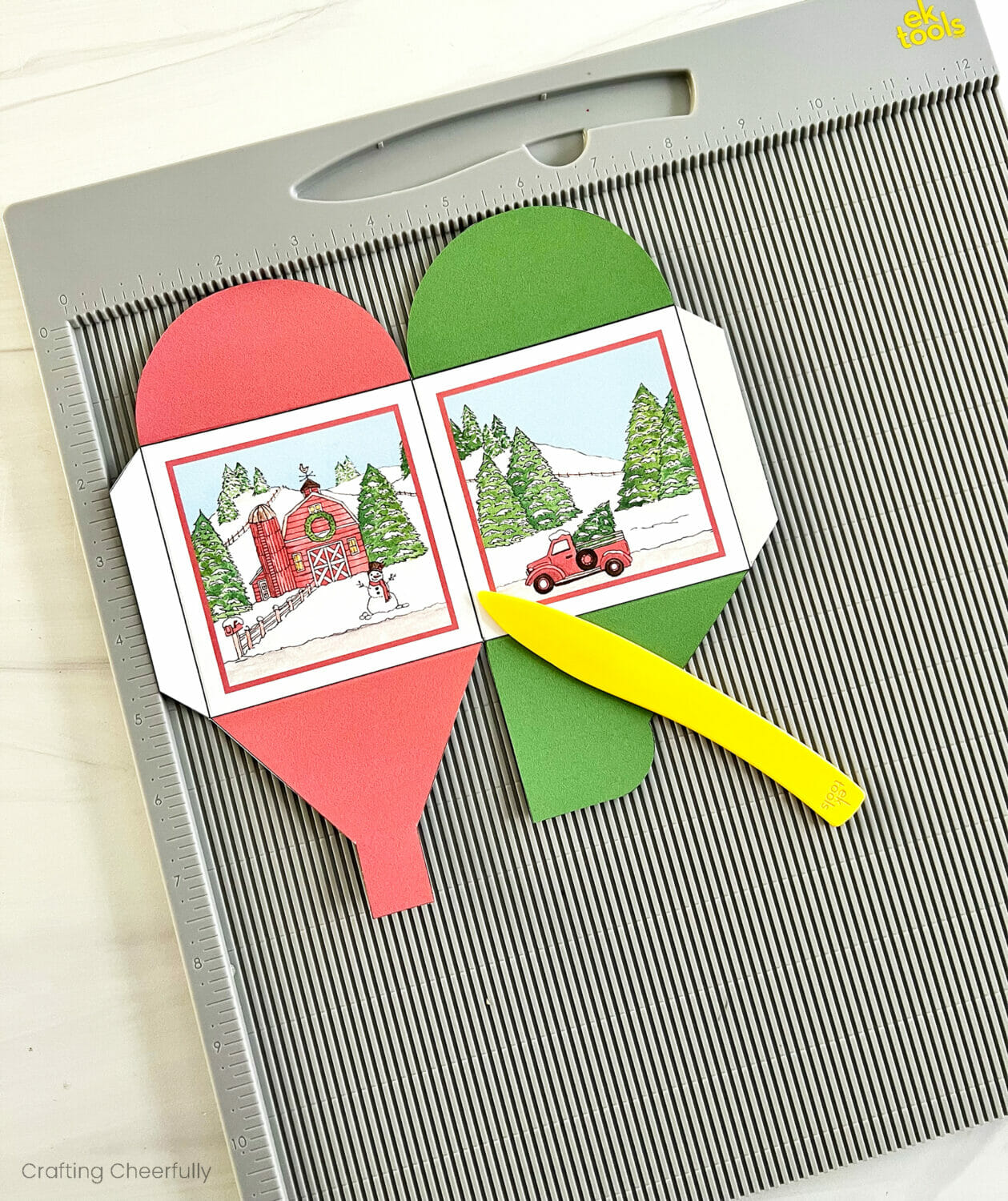 The box pieces are scored on a scoring board.