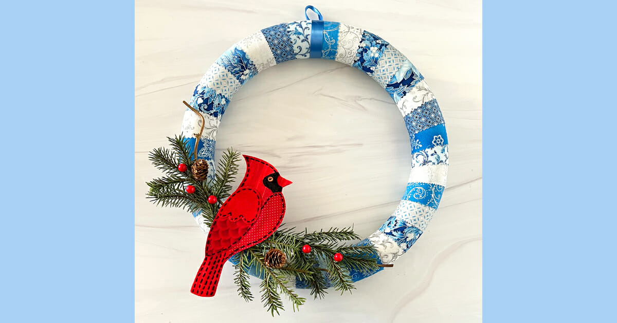 DIY Wrapped Fabric Wreath for Winter - Crafting Cheerfully
