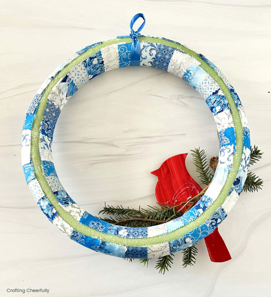 DIY Wrapped Fabric Wreath for Winter - Crafting Cheerfully