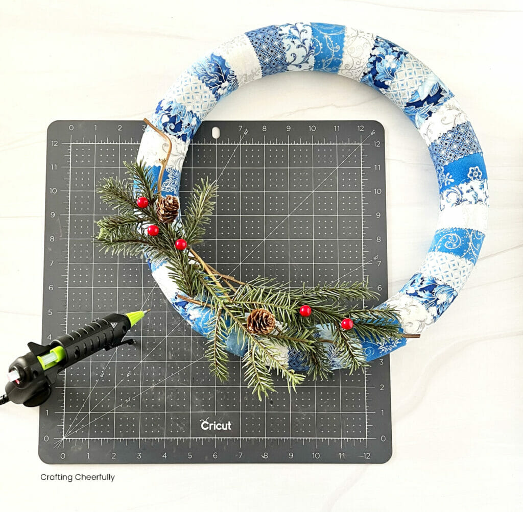 DIY Wrapped Fabric Wreath for Winter - Crafting Cheerfully