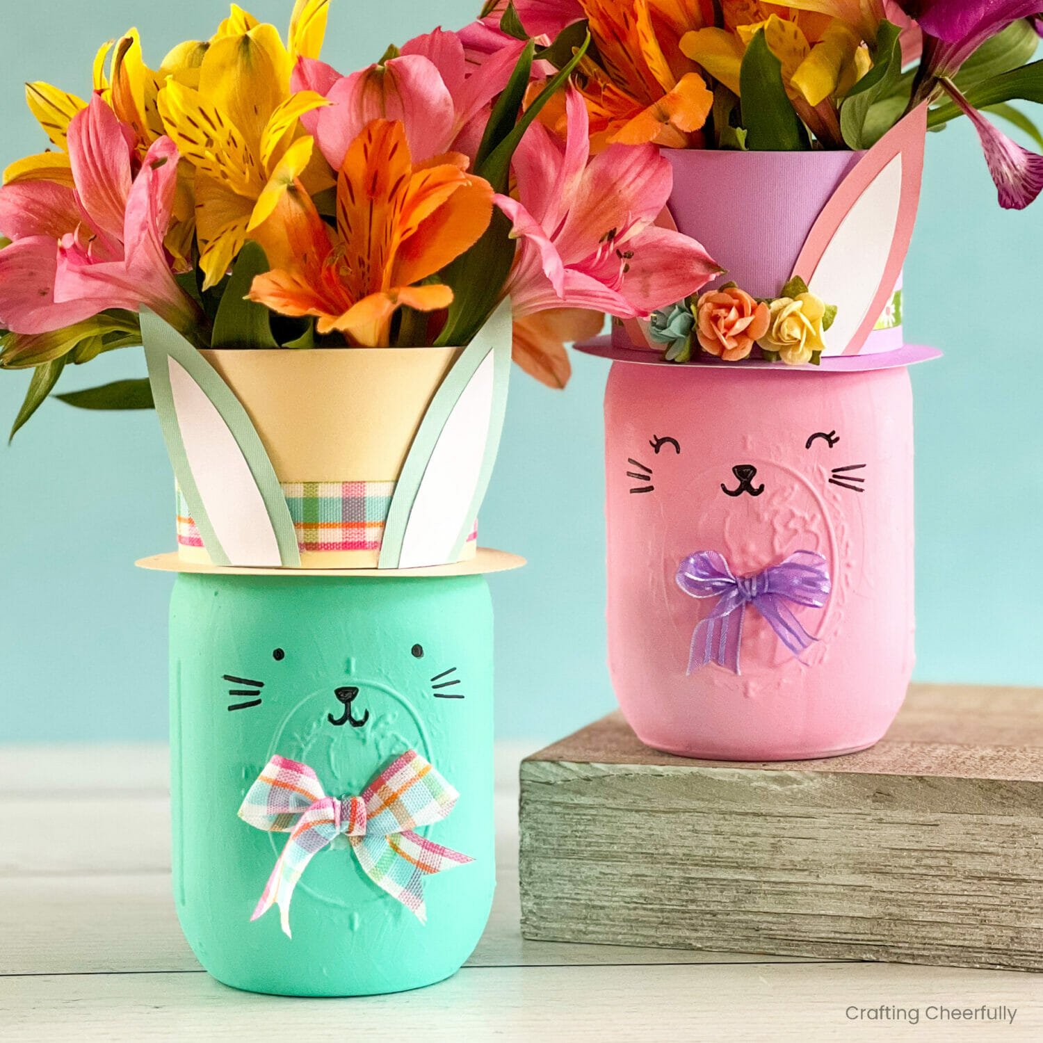 DIY Easter Bunny Mason Jar Vase