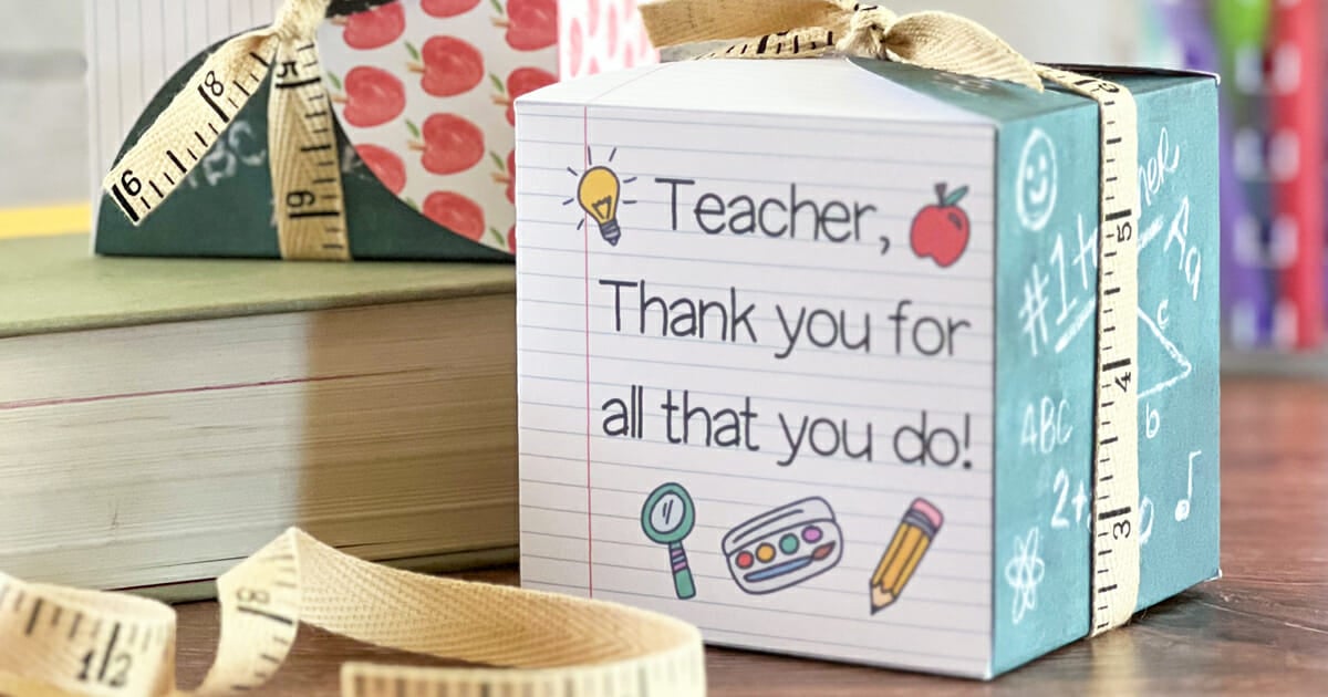 Printable Thank You Teacher Boxes - Crafting Cheerfully