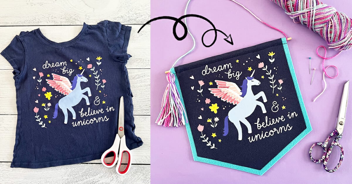 Upcycled T-Shirt Banner Wall hanging.