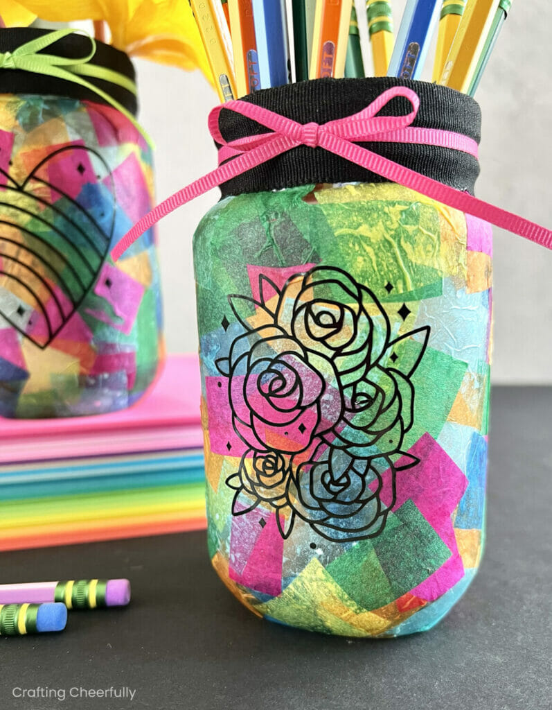 Tissue Paper Mache Mason Jar Crafting Cheerfully
