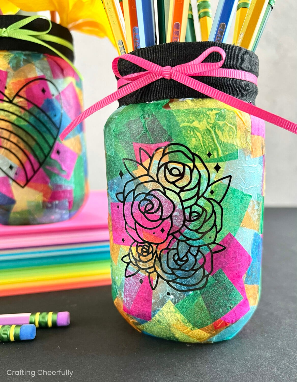 Organizing Color Pencils for Kids Art Projects with Mason Jars