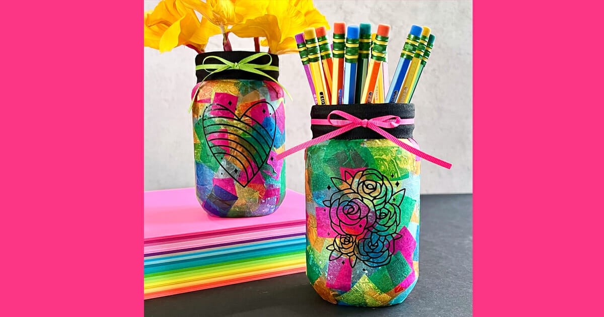 Tissue Paper Mache Mason Jar Crafting Cheerfully