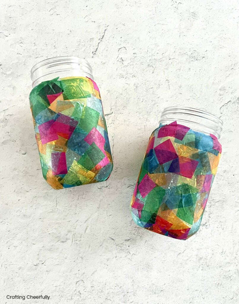 Tissue Paper Mache Mason Jar Crafting Cheerfully
