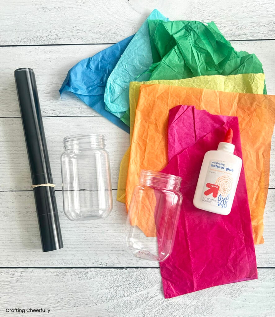 Tissue Paper Mache Mason Jar Crafting Cheerfully