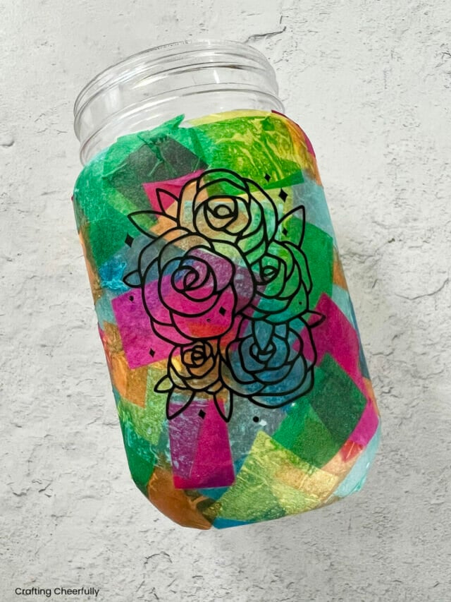 Tissue Paper Mache Mason Jar Crafting Cheerfully
