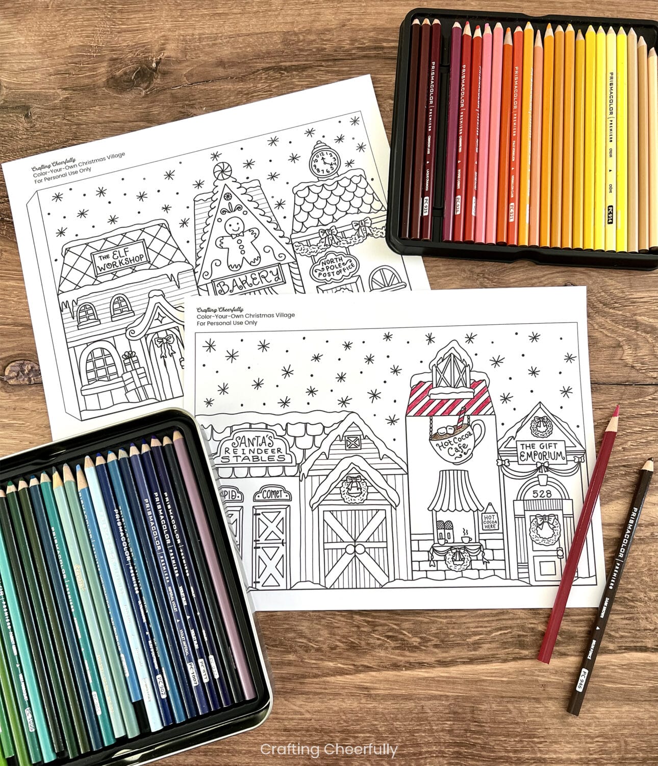 The top of the coloring page is colored in with red colored pencil.