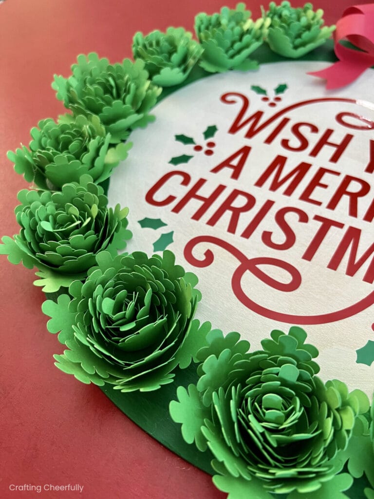 Paper Flower Christmas Wreath Sign Crafting Cheerfully