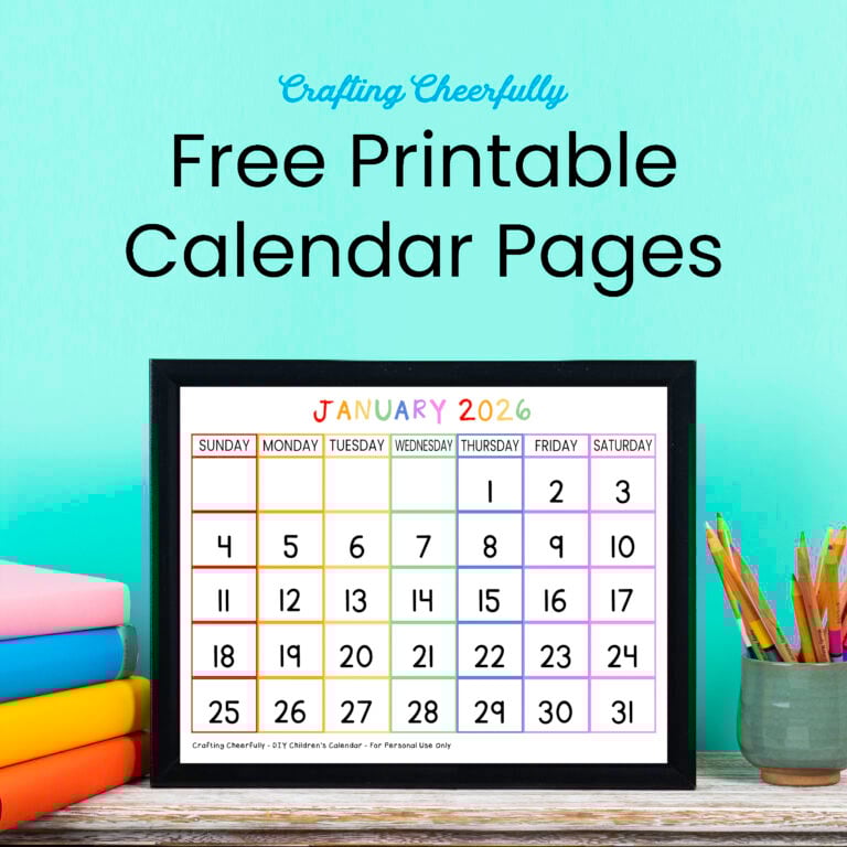 Colorful free printable calendar pages.