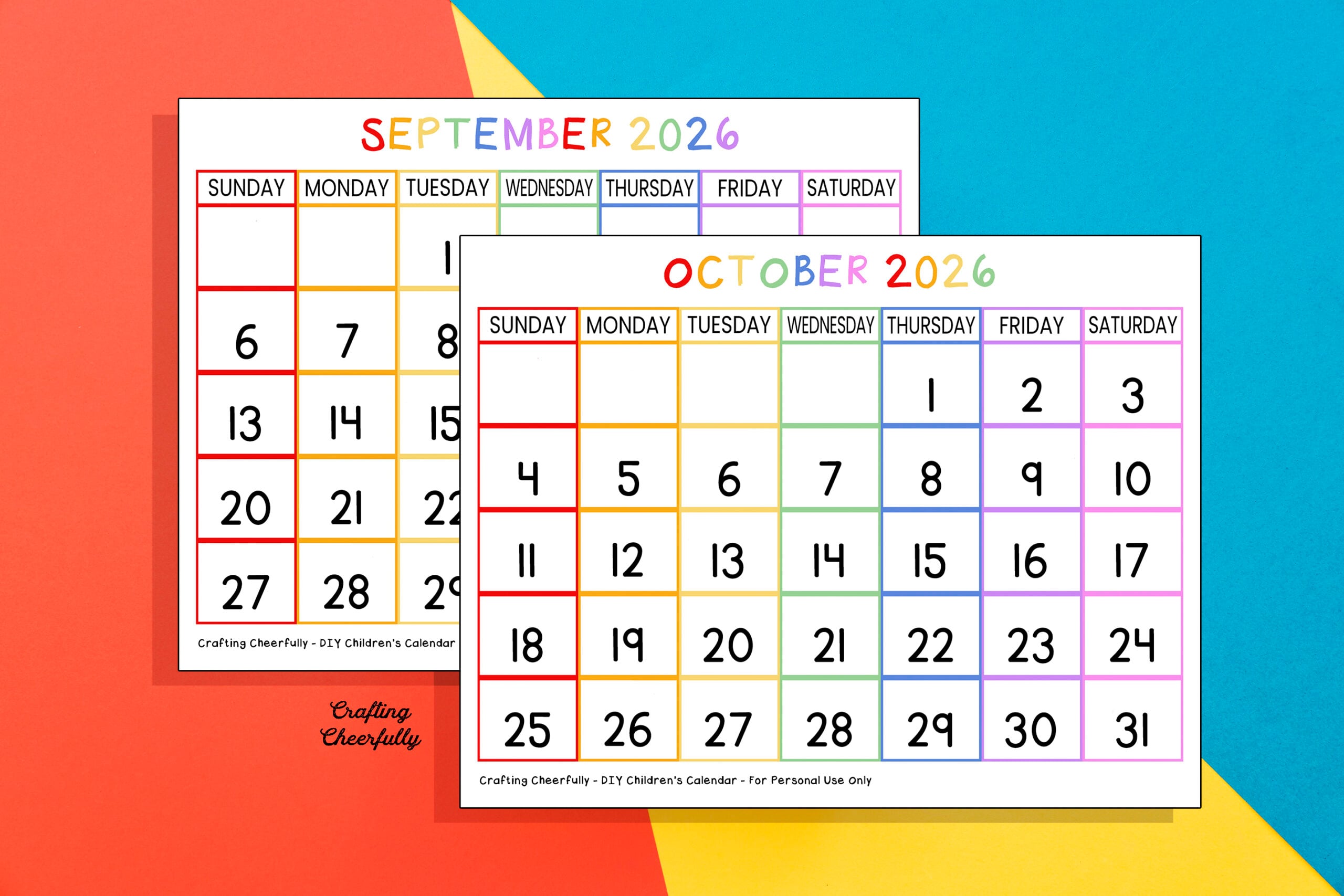 Calendar pages for September and October.