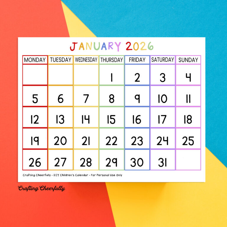 Free Printable Calendar Pages for Kids - Crafting Cheerfully