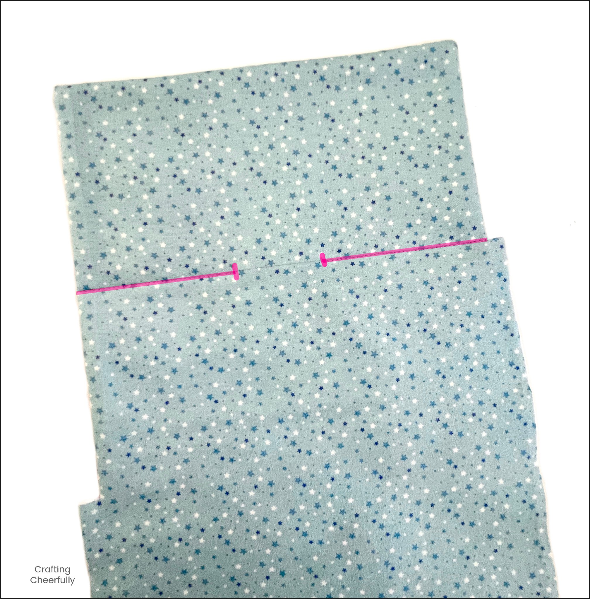 Stitching guide for sewing the pillow portion of the sleeping bag.