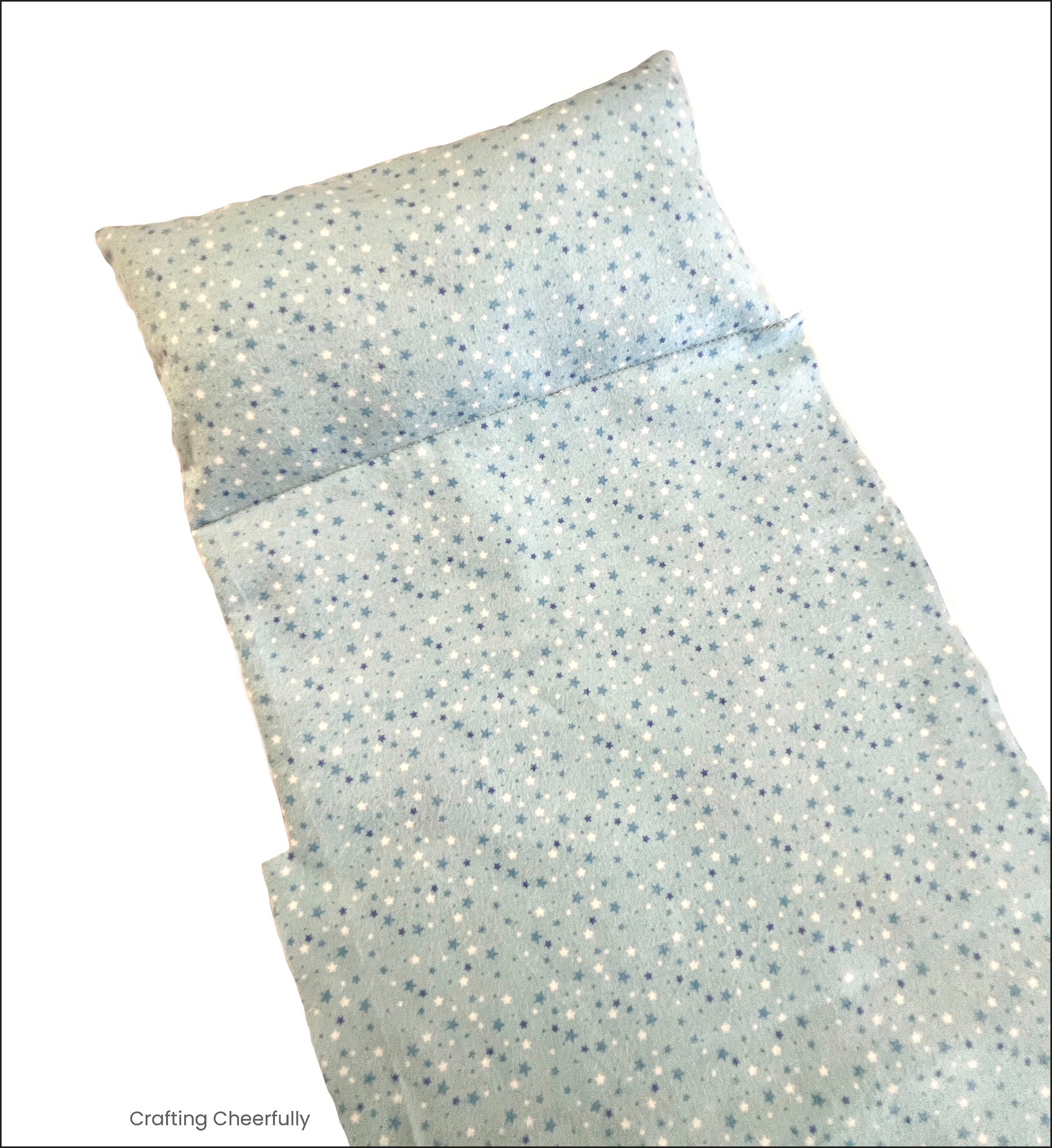 The pillow is stuffed and stitched closed.