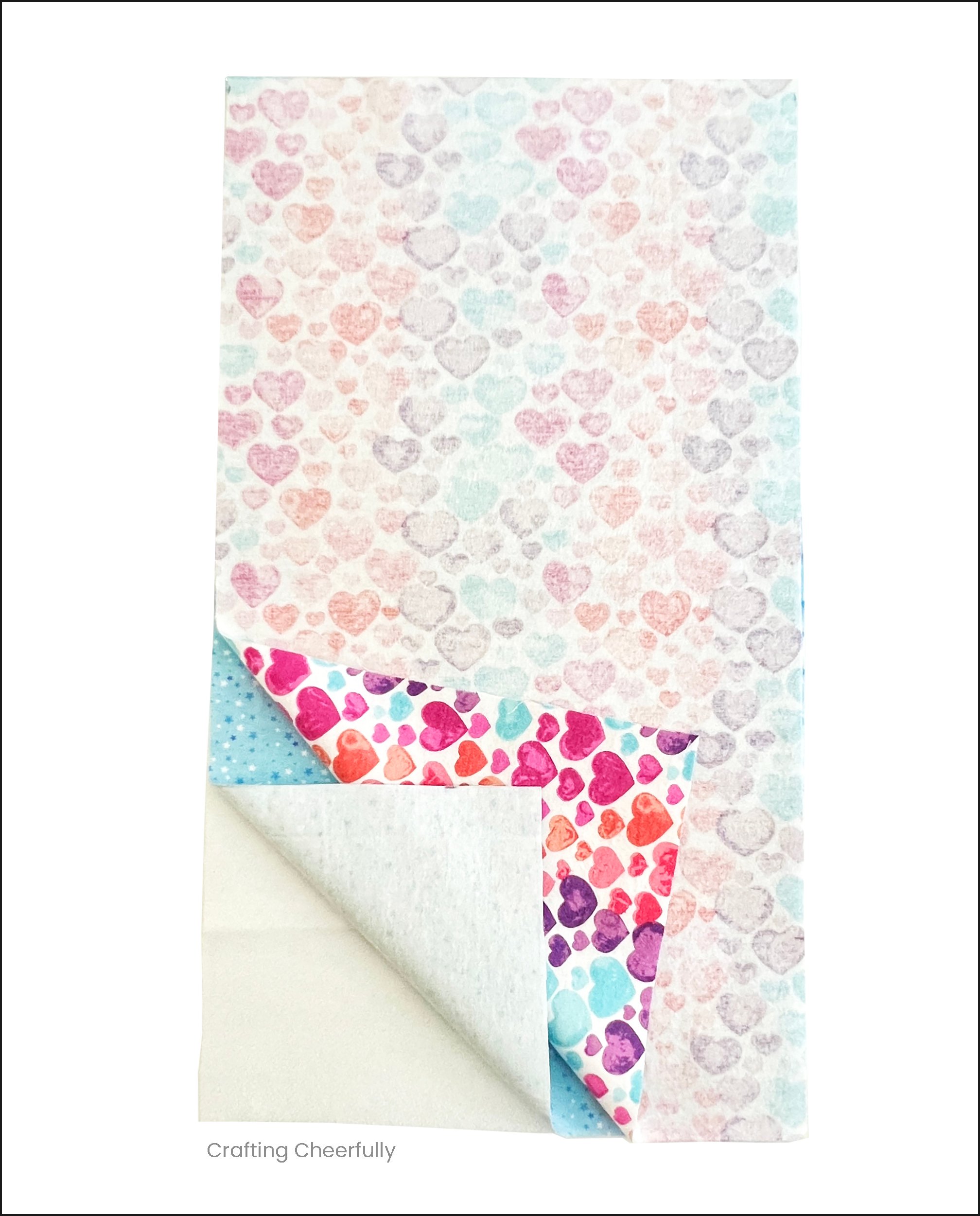 Three layers including two of flannel and one of interfacing are layered together.
