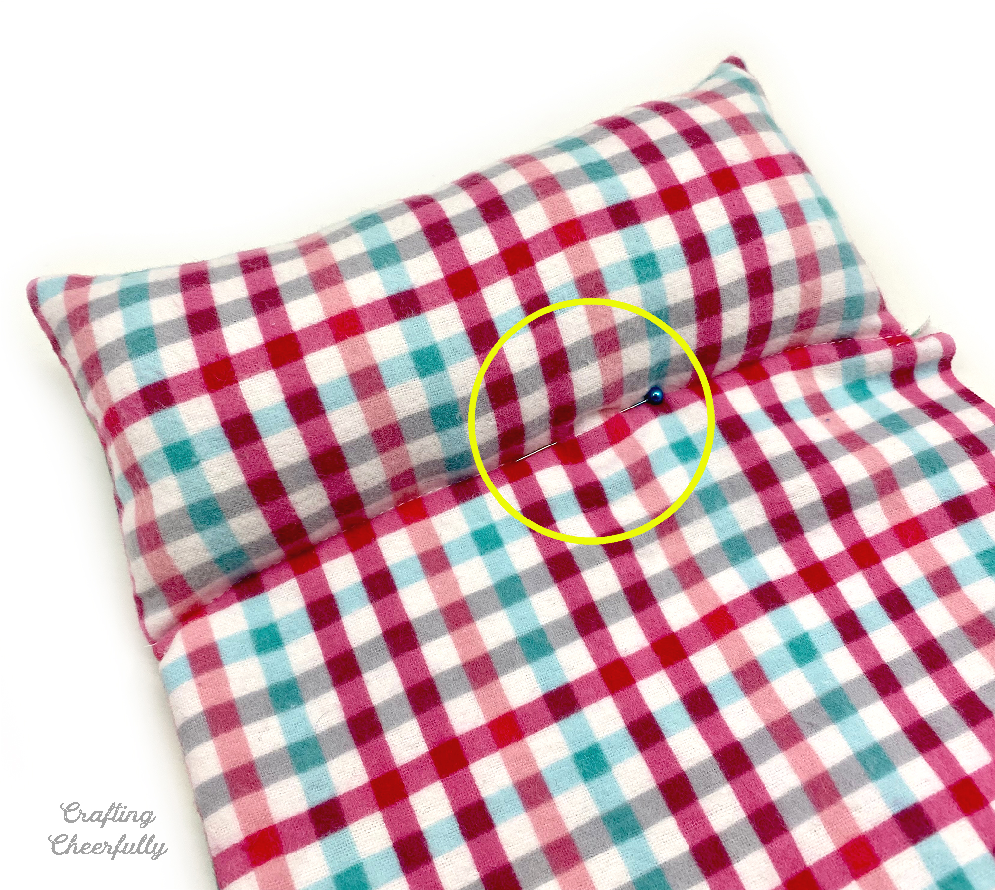 The fabrics are stitched 4" from the top and stuffed with poly-fil stuffing.