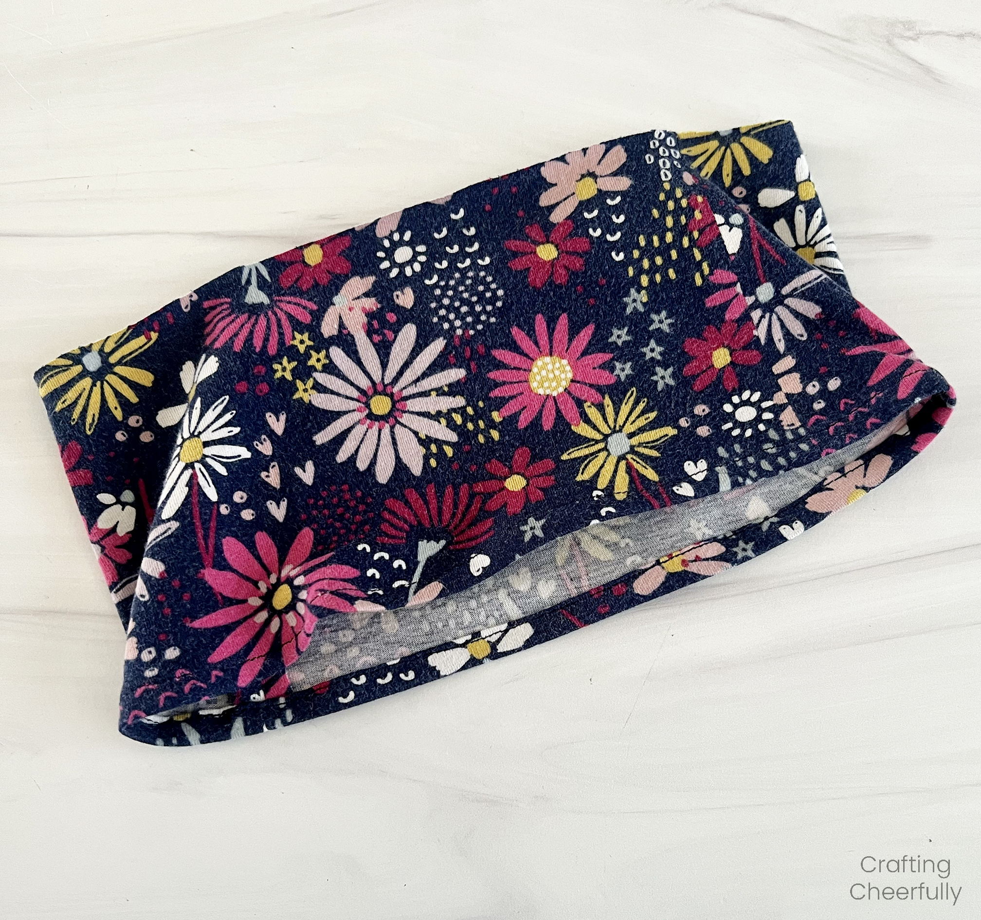 The doll skirt with machine stitched hem.