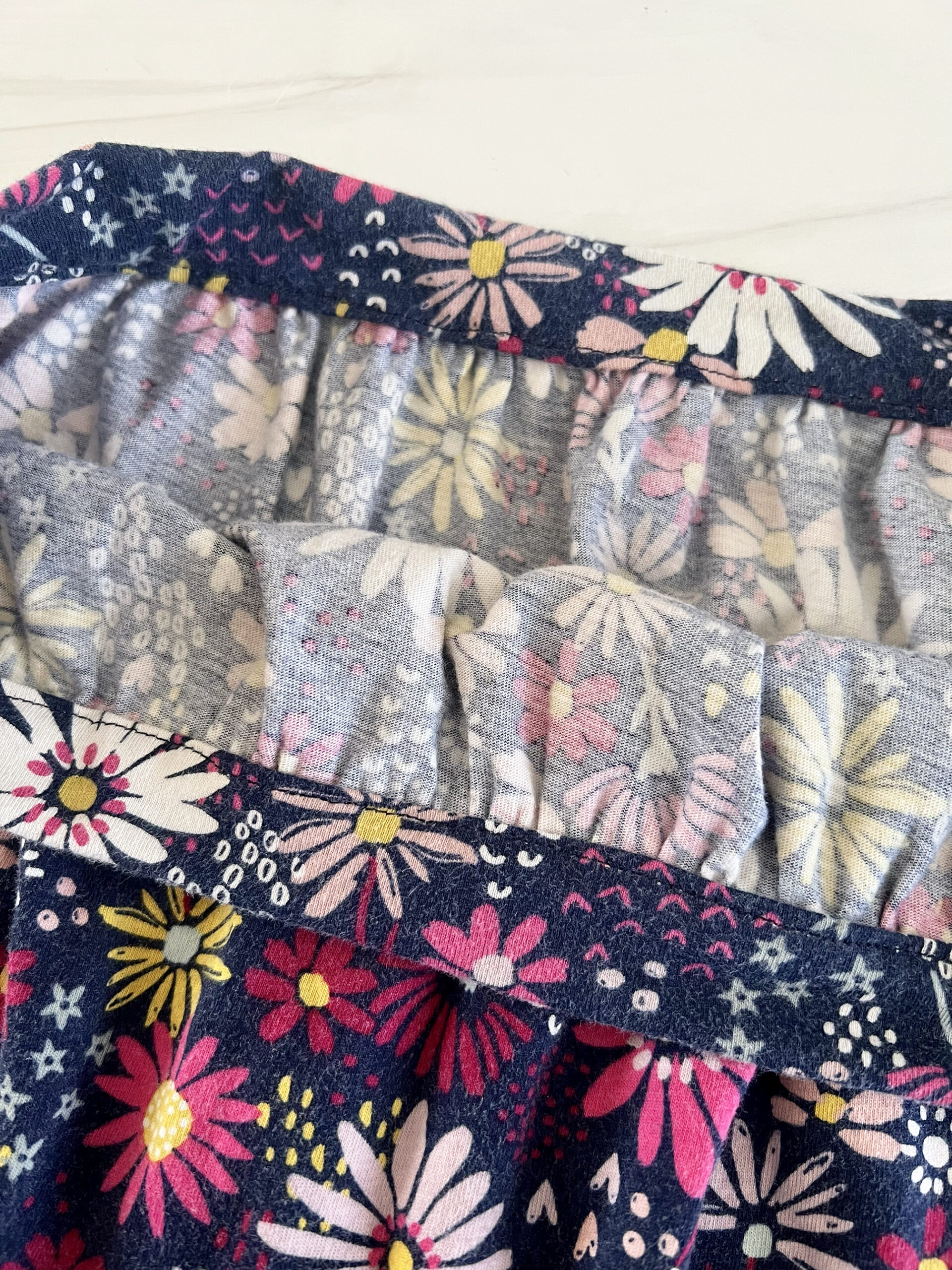 The waistband is sewed.