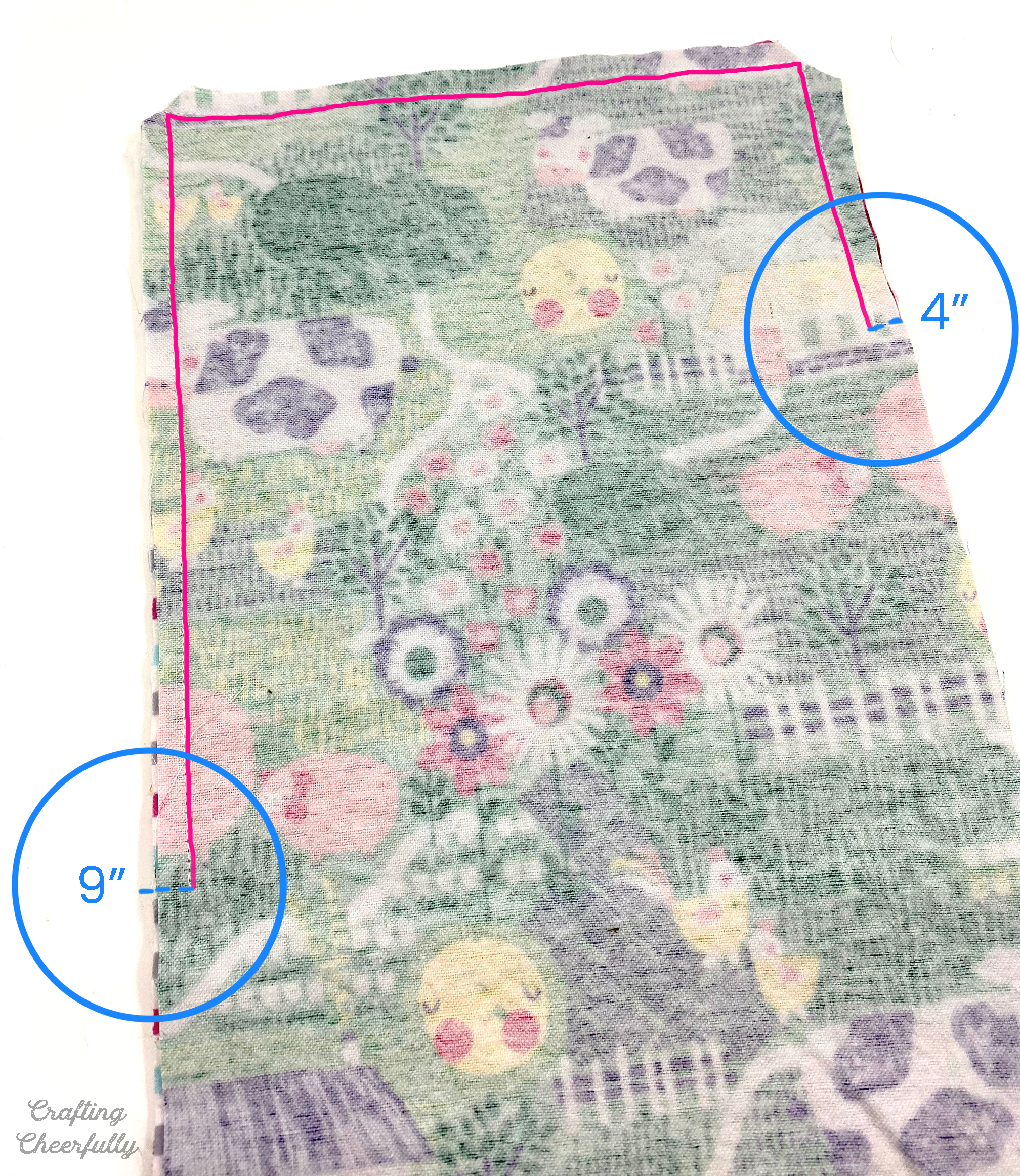 Diagram showing where to sew the bottom of the sleeping bag.