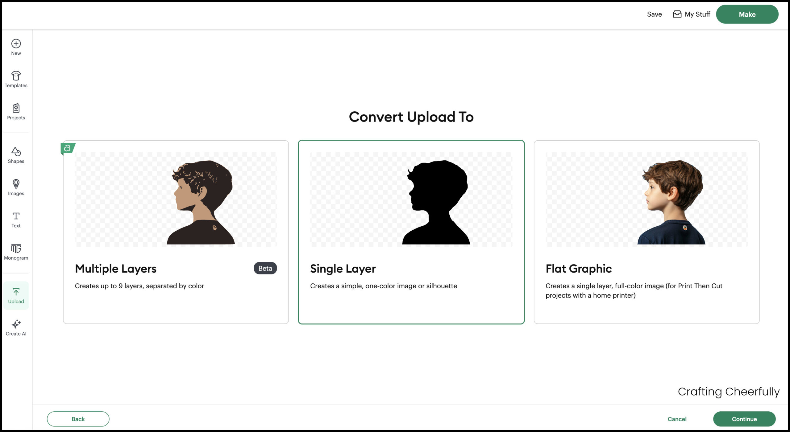 Image is saved as a single layer in Design Space.