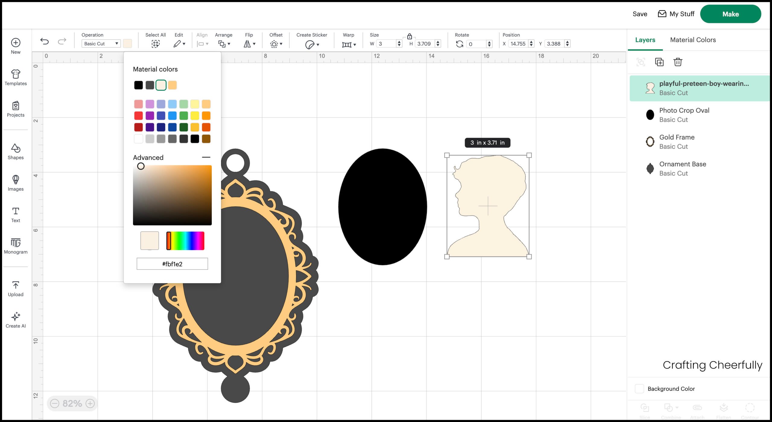 The silhouette of the boy is changed from a black color to a cream color.