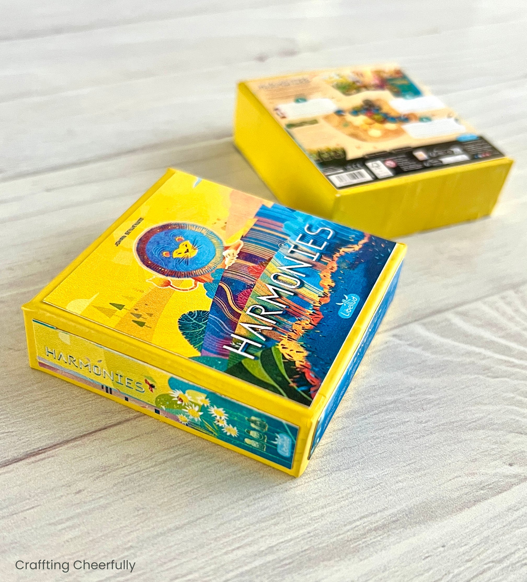 The base and lid of the board game ornament.