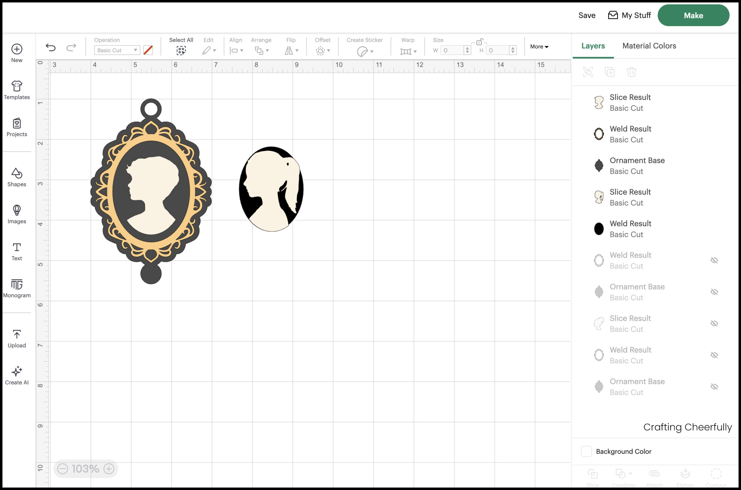 Silhouette of a girl is cropped to fit the black oval.