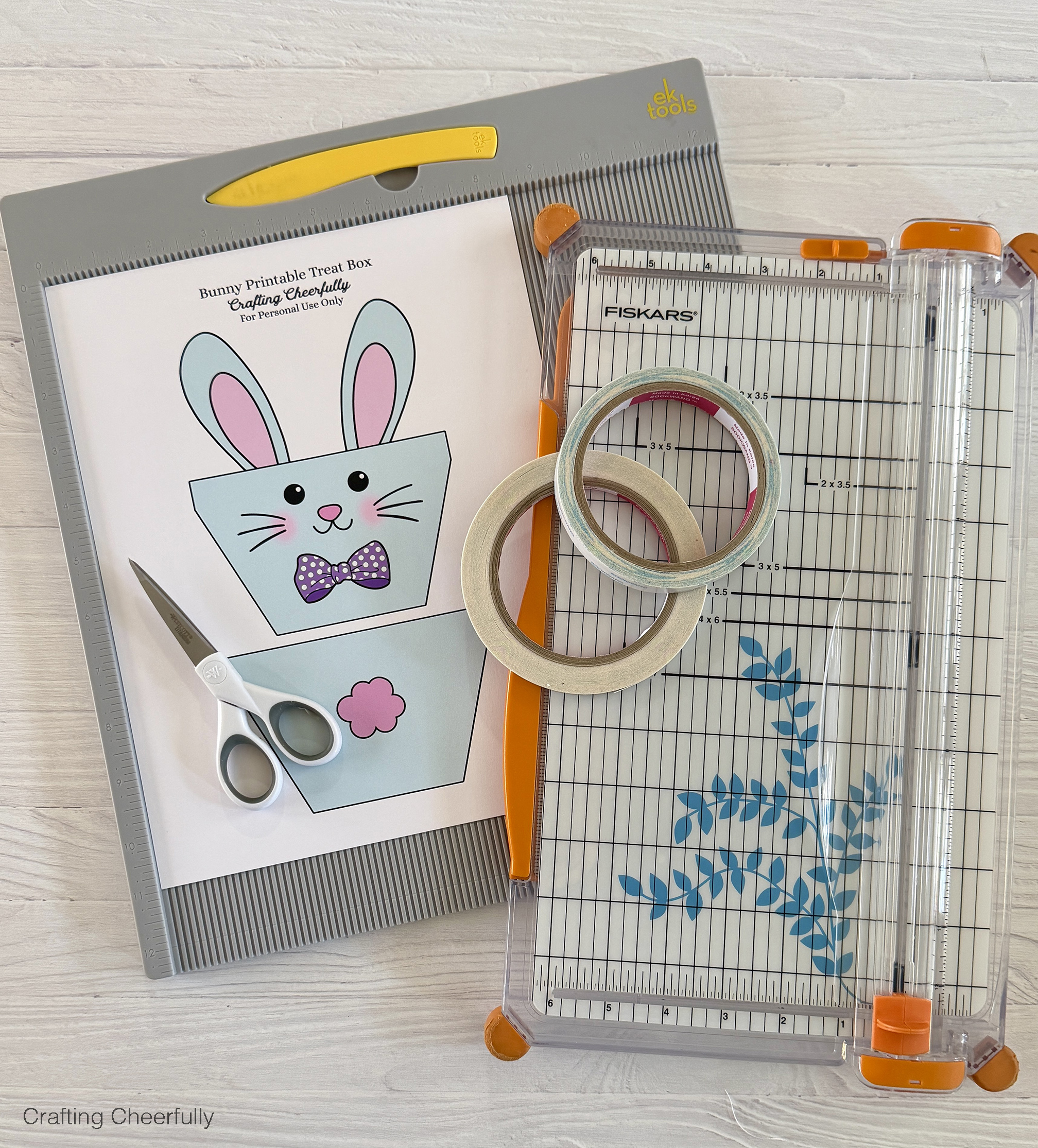 Supplies needed for bunny baskets.